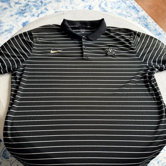 Men's Vanderbilt Striped Polo, Black w/ White Stripes, XXL, Short Sleeve - Picture 4 of 6